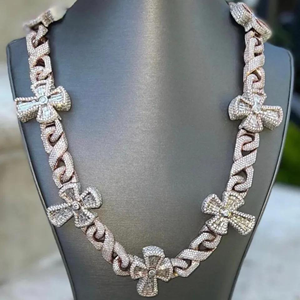 Colliers personnalisés de luxe pour rappeurs, avec pendentif croix pavé de diamants Moissanite VVS ronds, chaînes fines - Product Image 2