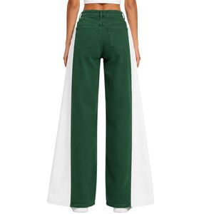 Custom Green <b>Women</b> Wide Leg <b>Jeans</b> High Waist Loose Fit Denim Pants Casual Streetwear Fashion Trousers Trendy Baggy Style Apparel - Product Image 2