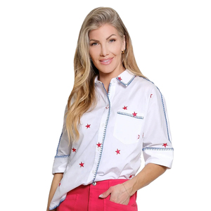 Blusa de Moda Casual con Cuello Camisero, Color Blanco, Manga Larga, con Botones, para Mujer - Product Image 2