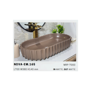 อ่างล้างหน้าแบบวางบนเคาน์เตอร์ Nova e 163 เซรามิกเคลือบเงาสูง สำหรับใช้ในห้องน้ำที่บ้านและโรงแรม - Product Image 3