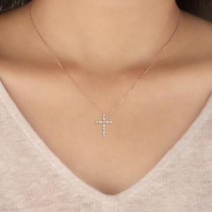 Pendentif en or blanc 14 carats avec diamant de laboratoire 1,00 CTW taille ronde, bijou raffiné, collier élégant pour femme - Product Image 3