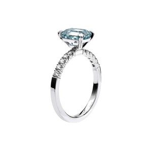 <b>Emerald</b> Cut Blue Topaz <b>Ring</b> 925 Sterling <b>Silver</b> Gold Plated Luxury Gemstone Engagement Wedding Party Anniversary Gift - Product Image 2