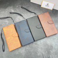 Étui portefeuille vintage en cuir PU pour téléphone à clapet, avec boucle magnétique, fente pour cartes et dragonne anti-perte pour smartphones