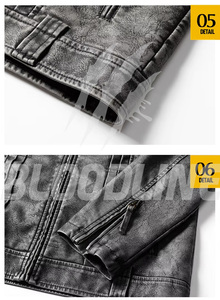 Men's Black PU Leather Moto <b>Biker</b> <b>Jacket</b> Slim Fit Zipper Closure Stand Collar Autumn Wear - Product Image 5