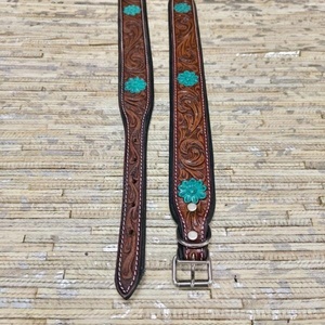 Durable <b>leather</b> dog leash Hand <b>tooled</b> floral leash Heavy duty pet leash Custom training dog leash - Product Image 2