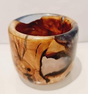 Handcrafted resin wood bowl <b>epoxy</b> decorative fruit bowl modern home decor glossy finish <b>table</b> centerpiece - Product Image 2