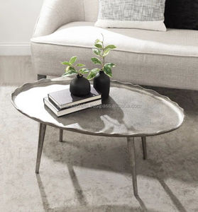 Minimalist Branched-Leg Metal Bistro <b>Table</b> – Modern Warm Tan <b>Round</b> Cafe <b>Table</b> with Tripod Base for <b>Outdoor</b> Lounges & Coffee Shop - Product Image 4