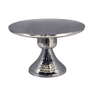Plateau de service décoratif en acier inoxydable martelé, support à gâteau en métal poli argenté, assiette de présentation de desserts pour fêtes - Product Image 2