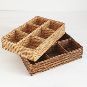 Tea bag condiment storage basket <b>caddy</b> cheapest price rattan divided baskets home <b>kitchen</b> accessories - Product Image 2