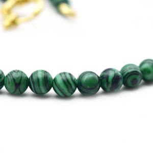 Collar de Cuentas de Malaquita Genuina con Cierre Chapado en Oro, Joyería de Cuentas Redondas de Piedras Preciosas Verdes, Regalo para Mujer - Product Image 4