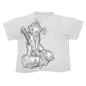 Camiseta de Manga Corta con Cuello Redondo y Diseño de Cara de Payaso Pintada a Mano para Hombre, Corte Regular Informal, 100% Algodón Jersey, Diseño Estampado en la Parte Delantera - Product Image 2