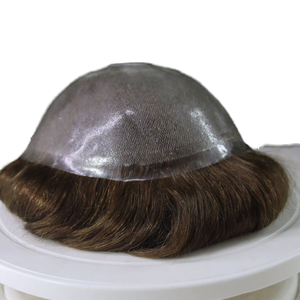 Tupé de piel totalmente polivinílica para hombres con cabello Remy indio Natural estilos de cuerpo de onda profunda reemplazo del sistema de cabello humano Real recto rizado - Product Image 5