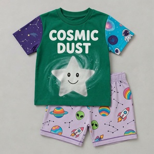 Ensemble de vêtements d'été pour enfants, chemise et short coupe décontractée, respirant, usage quotidien, taille personnalisée, modèle de production flexible - Product Image 2