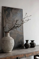 Impression abstraite Wabi Sabi impressionniste faite à la main, impression à l'huile sur toile personnalisée, décoration intérieure, art mural tendance B&C ART