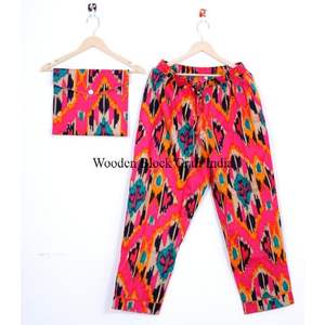 Conjuntos de Pijamas a Cuadros de Algodón 100% Premium para Mujer con Cintura Elástica - Ropa de Dormir Suave y Transpirable para Verano de la India - Product Image 2