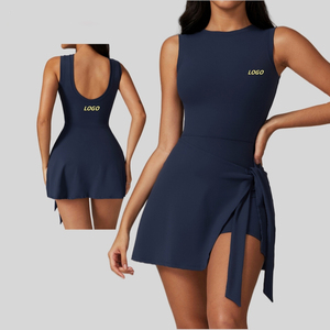 Customized Logo O-neck One-piece Tennis Dress Anti-Shrink Dress With Chest Pad Women Golf Sportswear Outdoor <b>Badminton</b> Dresses - Product Image 5