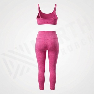 Conjunto Deportivo de Dos Piezas para Mujer, Shorts de Cintura Alta Elástica y Sujetador Deportivo, Antibacteriano, Spandex/Nailon, Ropa Deportiva Activa - Product Image 2