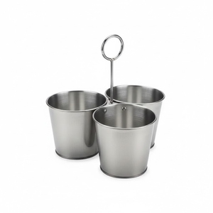 Organizador de Cubiertos de Metal Plateado Antiguo con 4 Compartimentos, Porta Utensilios con Asa, Forma Redonda, para Mesa de Comedor - Product Image 1