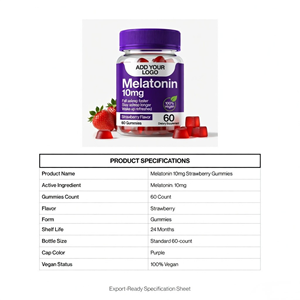 Gomitas de Melatonina con Sabor a Fresa, Suministro Directo de Fábrica, Marca Privada OEM, Suplemento Dietético Vegano - Product Image 5
