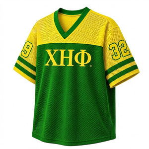 Chi Eta Phi Women's <b>Mesh</b> Retro Jersey Green Yellow V-Neck Short Sleeve Loose 1932 Breathable Casual Four Season <b>Mesh</b> <b>Shirts</b> - Product Image 6