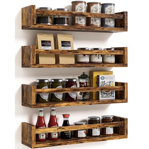 Handcrafted <b>Pine</b> Wood Spice Rack 4-<b>Shelf</b> Kitchen Organizer Wholesale - Product Image 1