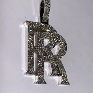 Personalized <b>Initial</b> Latter <b>Pendant</b> 925 <b>Silver</b> <b>Pendant</b> Hip Hop <b>Pendant</b> VVS Moissanite Latter <b>Pendant</b> Pass Diamond Tester <b>Pendant</b> - Product Image 3