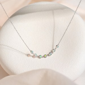 Collier en opale, boucles d'oreilles pendantes en opale, ensemble de bijoux en argent sterling, cadeaux d'anniversaire pour elle - Product Image 3