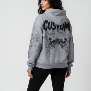 Sudadera con capucha Glory Custom Screen Print Oversized Sun Fade de calidad premium, 100% algodón, con cierre de cremallera, para streetwear, unisex. - Product Image 5