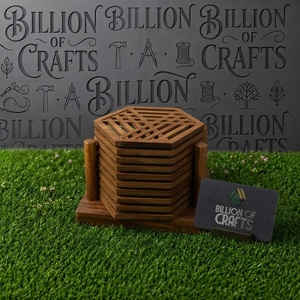 Ensemble de 6 sous-verres décoratifs en bois découpé au laser, style Jali, pour la maison, l'hôtel, le café - Product Image 4