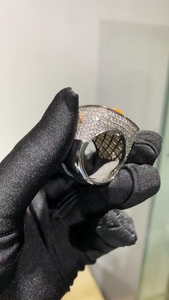 925 <b>Silver</b> Lab Grown Diamond Rooster Signet <b>Ring</b> Baguette Halo Statement <b>Mens</b> Wide Band <b>Ring</b> - Product Image 4