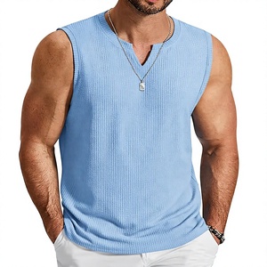 Camiseta sin Mangas de Punto con Cuello Redondo Azul Claro para Hombre Ever Glow, Informal, de Color Sólido, Transpirable, Ecológica, de Secado Rápido, Talla Grande - Product Image 1