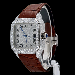 Montre de luxe pour homme et femme avec boîtier carré en moissanite VVS1 personnalisé, bracelet en acier inoxydable avec moissanite, fermoir résistant à l'eau - Product Image 5
