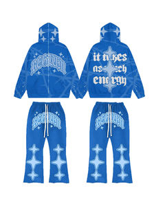 Custom Black <b>Pink</b> Graphic <b>Hoodie</b> & Wide Leg Sweatpants Set for men in multi colors 400gsm 100%cotton fleece - Product Image 2