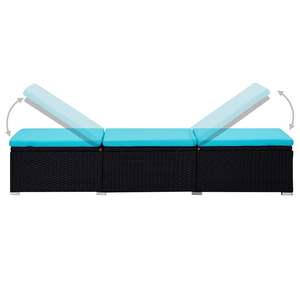 Grand transat de jardin multi-positions en rotin PE noir - Product Image 5