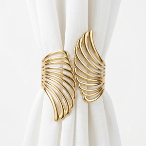 Premium Gold Metal Leaf Pair <b>Curtain</b> Tieback for Luxury Living Room Bedroom Hotel Window Decor Wholesale Supplier - Product Image 1