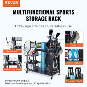 Organizer per Garage da Golf in acciaio nero 2 portaborse rotolanti ruote per carrelli a sfera attrezzi sportivi per esterni cestini per giocattoli - Product Image 2