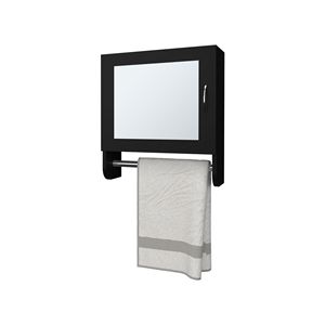 Black <b>Pine</b> Medicine Cabinet with Towel Bar and Included <b>Mirror</b> Bathroom Furniture in Melamine - Product Image 5