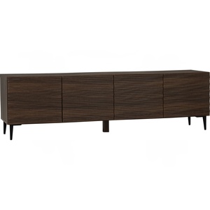 Luxury 1.8m Wood Media Bench Contemporary <b>Walnut</b> <b>TV</b> Cabinet with 4 Doors for Large Living Room and apartment daily use - Product Image 1