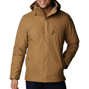 Chaqueta Impermeable con Capucha para Hombre, Chaqueta de Invierno Informal de Color Sólido con Cierre de Cremallera, Chaqueta Marrón para Lluvia y Esquí - Product Image 1