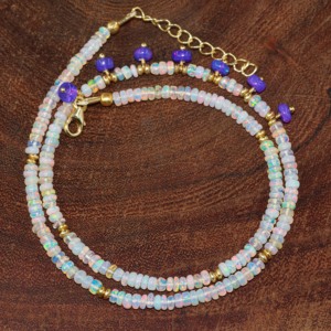 Collar choker de 7 cuentas, collar choker de cuentas doradas, collar choker de cuentas plateadas, collar choker de cuentas de piedras preciosas, collar de cuentas de cristal hecho a mano - Product Image 4