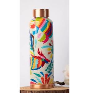 Botella de cobre para beber con diseño floral, estilo clásico, acabado esmaltado, botella de agua decorativa a precio económico. - Product Image 2
