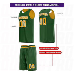 Uniforme de Entrenamiento de Baloncesto Sublimado de Nuevo Estilo, Amarillo y Verde, Personalizado, Conjunto de Camiseta y Pantalones Cortos de Baloncesto para Niños, para Deportes de Equipo - Product Image 2