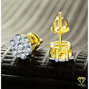 Magnifiques boucles d'oreilles en argent 925 plaqué or avec diamants en moissanite, bijoux de luxe haut de gamme pour hommes et femmes - Product Image 2