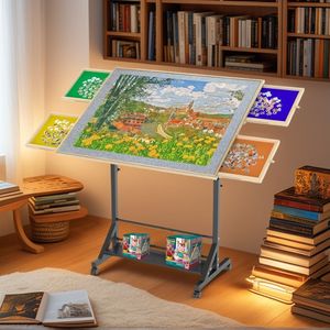 Tavolo per Puzzle Regolabile 35"*27.17" in Legno per 1500 Pezzi con Cassetti Portaoggetti e Gambe Inclinabili a 360 Gradi - Product Image 1