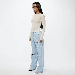 เสื้อยืดแขนยาวผ้าตาข่ายถักคุณภาพสูงสำหรับผู้หญิง ผลิตจากผ้าฝ้าย 100% ขายส่ง รับสั่งพิมพ์ลายเสื้อยืดแขนยาวผ้าตาข่ายสำหรับผู้หญิง - Product Image 6