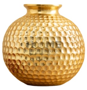 Florero martillado redondo de Metal de grado más alto de calidad, florero de centro de mesa de diseño de lujo para proveedores mayoristas - Product Image 1