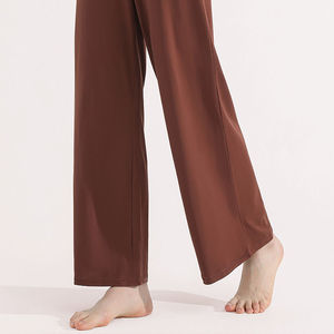 Women Wide Leg <b>Pants</b> Solid Color Drawstring Waist Loose Fit Full Length Cotton Spandex Casual <b>Summer</b> <b>Pants</b> - Product Image 2