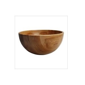 Ensemble de bols de service ronds en bois imprimés avec incrustations émaillées, bols à salade rustiques en bois, bols décoratifs en bois pour le stockage des aliments et des collations - Product Image 6