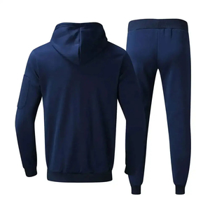 Chándal con Capucha Azul Marino para Hombre, Color Sólido, Cierre Completo, Ropa Casual de Otoño, 100% Poliéster, Peso Medio, Corte Regular, Bolsillos Laterales - Product Image 2