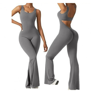 NUEVO Mono de Verano 2026 para Mujer, Mono de Yoga Personalizado de Punto Acanalado, Sin Mangas, de Color Sólido - Product Image 5
